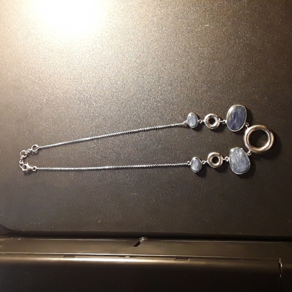 Genuine Adami & Martucci Sterling Silver Kyanite and Circle Necklace 18" - Picture 2 of 10